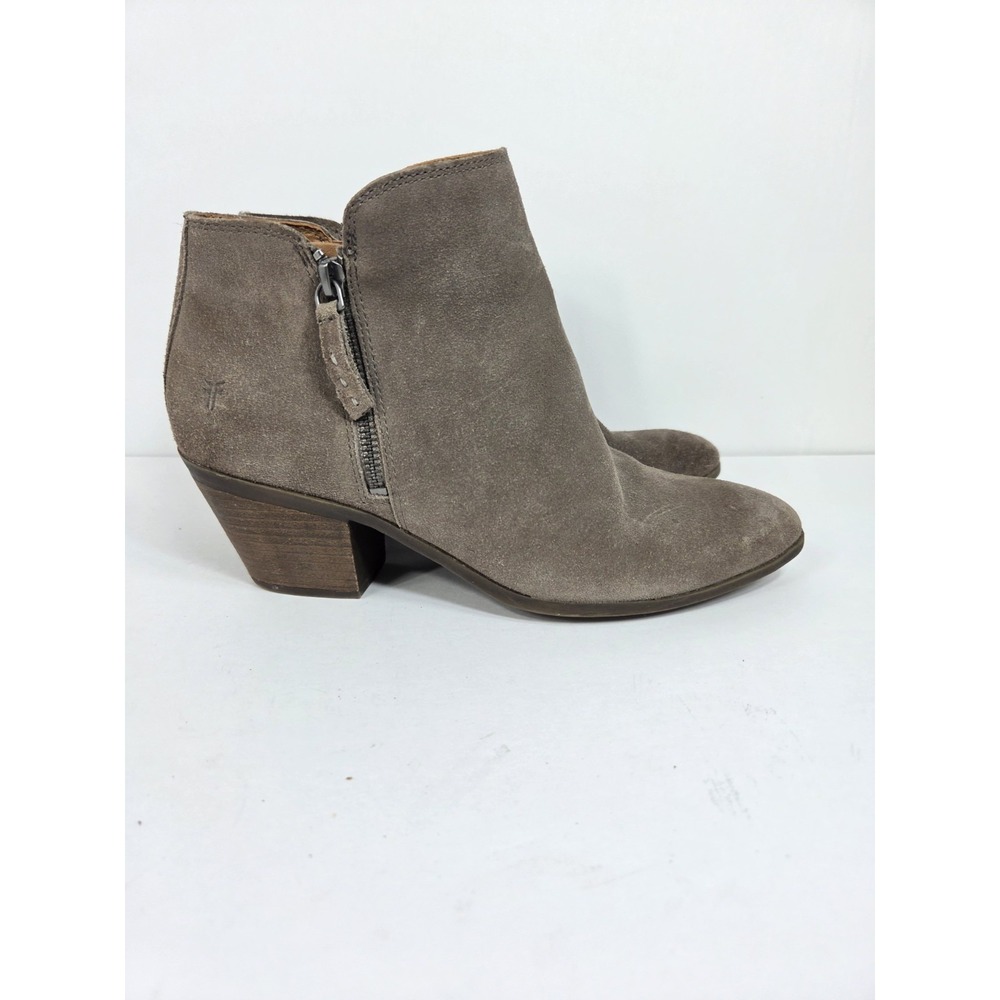 Frye Judith Zip Ankle Bootie Leather Suede Taupe Boots Women Sz 9.5 M Brown